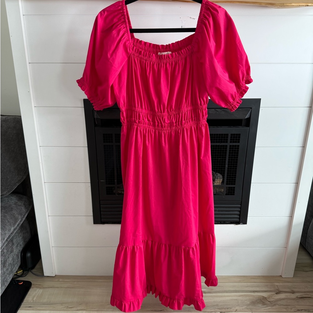 Indigo rose hot pink midi dress